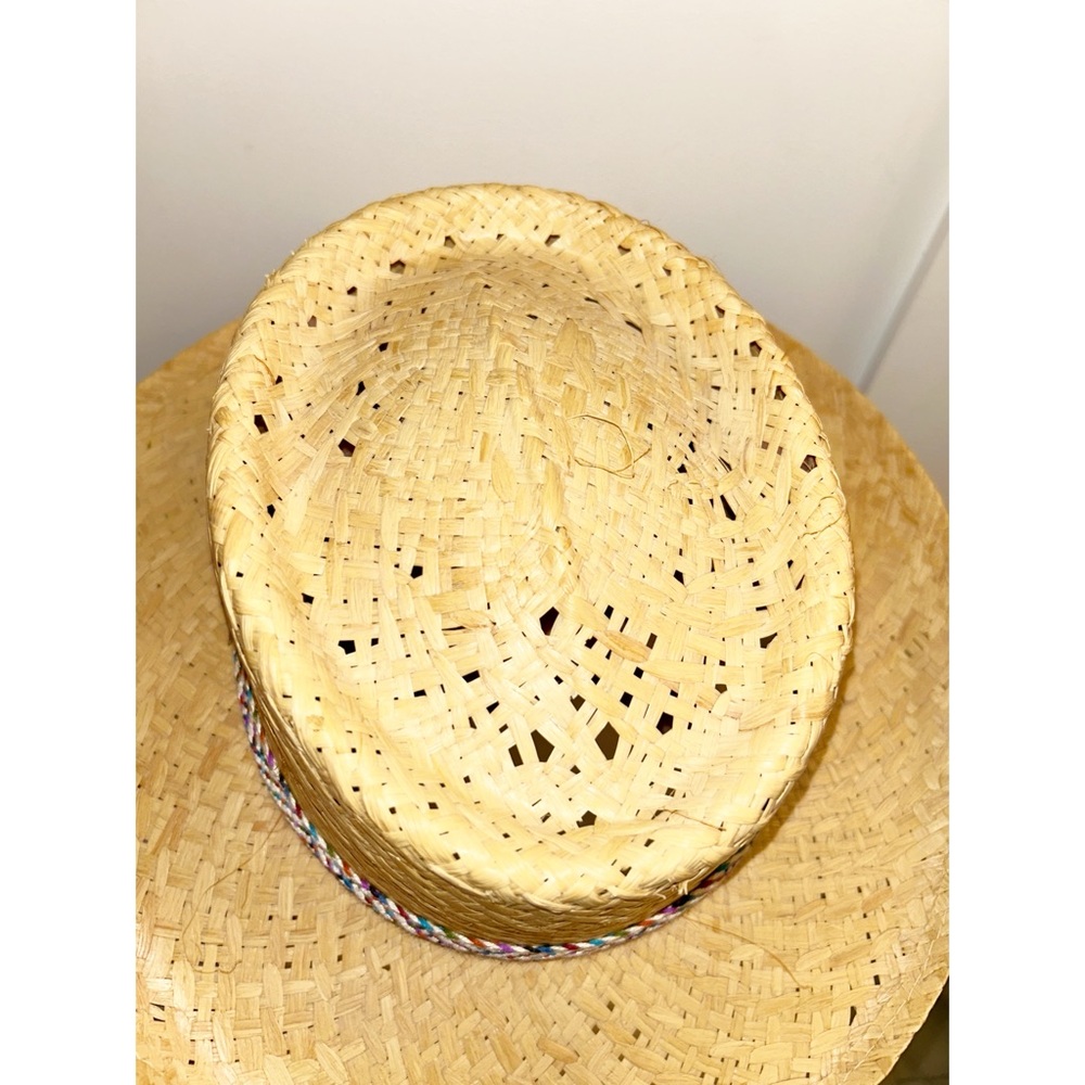 BORSALINO Woven 3" Brim Straw Hat Multicolor Cotton Woven Band SZ: Medium - Picture 4 of 12